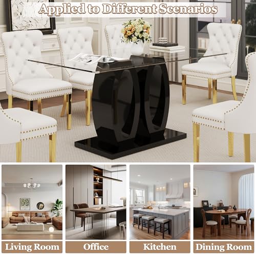 63" Glass Dining Table Set for 6