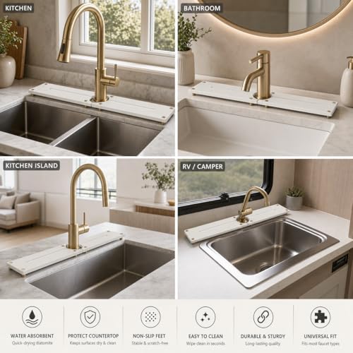 2PCS Stone Faucet Mat for Kitchen Sink