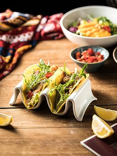 Taco Holder Porcelain Taco Tray with Handles (2 Count)