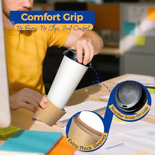50 Pack 20 oz Disposable Coffee Cups with Lids (50 Count)