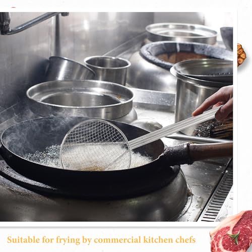 2 Pcs 16" Stainless Steel Wire Skimmer Long Handle Strainer Spoon