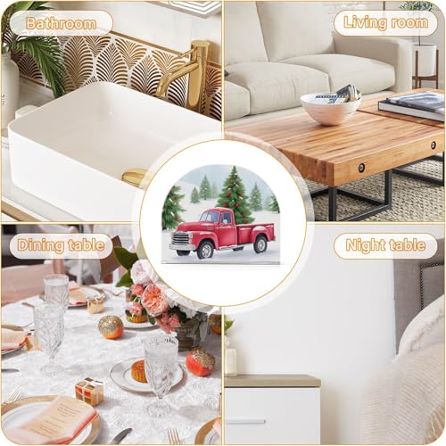 Christmas Red Truck Pine Tree Napkin Holder for Table Paper Napkins Holder Acrylic Tissue Dispenser Kitchen Dining Room Bathroom Party Car Decor
