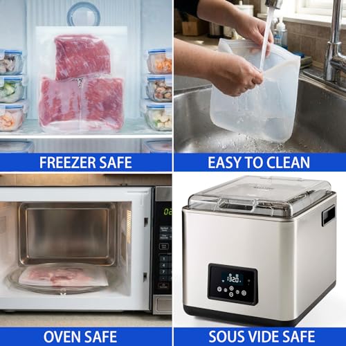 100% Silicone Flat Gallon Freezer Bags (4 Count)