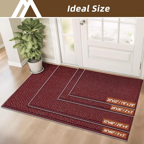 Dirt Trapper Door Mat 24"x36" Non Slip Washable Red