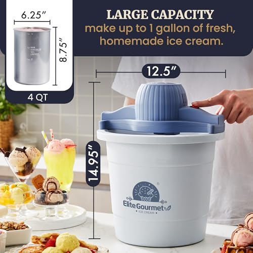 EIM350 4Qt 50W Electric Ice Cream Maker (128 Fl Oz)