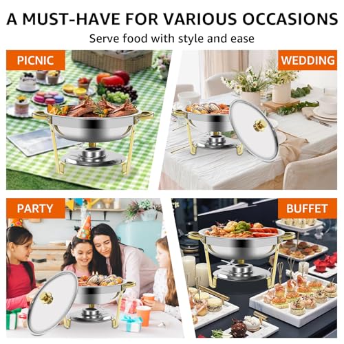 Gold & Silver Chafing Dishes for Buffet with Lid 5QT