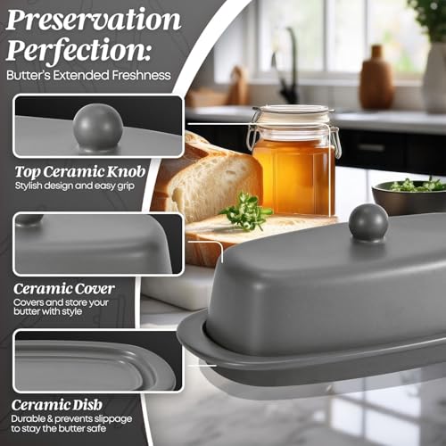 Standard Ceramic Butter Dish with Lid for Countertop