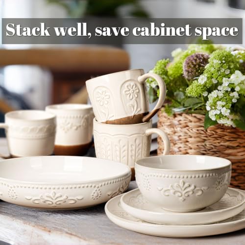 4 Piece Handcrafted Ceramic Dinnerware Set with Mugs