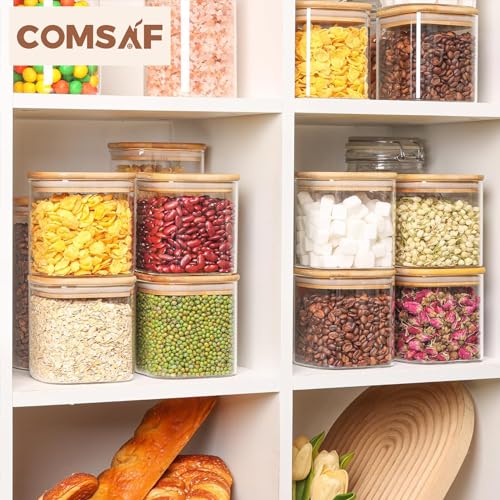 Square Glass Containers with Lids 0.7 Qt (9 Count)