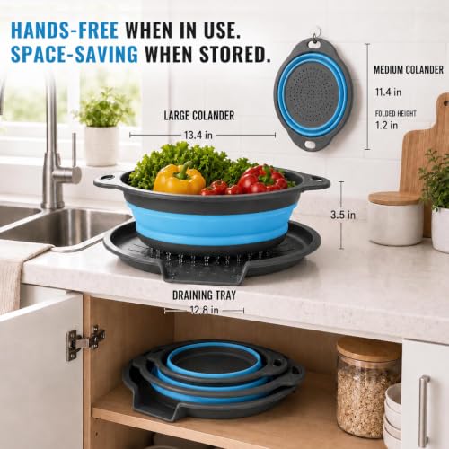 2 Collapsible Colanders with Self