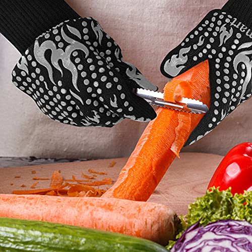 BBQ Gloves 1472 Degree F Heat Resistant Grilling Gloves Silicone Non (2 Count)
