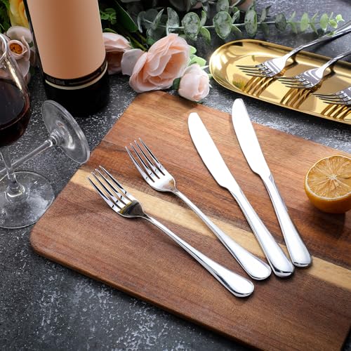 100 Pieces Stainless Steel forks and knives Dinner Flatware Set Tableware Cutlery for Butter Kitchen Restaurant (100 Count)