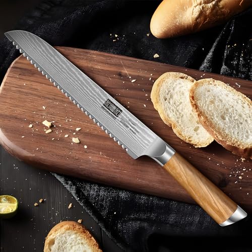 Damascus Bread Knife 8"