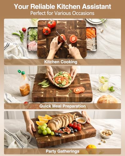 Large Thick End Grain Acacia Wood Cutting Board