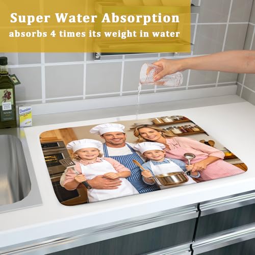 Custom Personalized Dish Drying Mat for Kitchen Counter Customized Dying Pad with Picture Text Home Decor Large