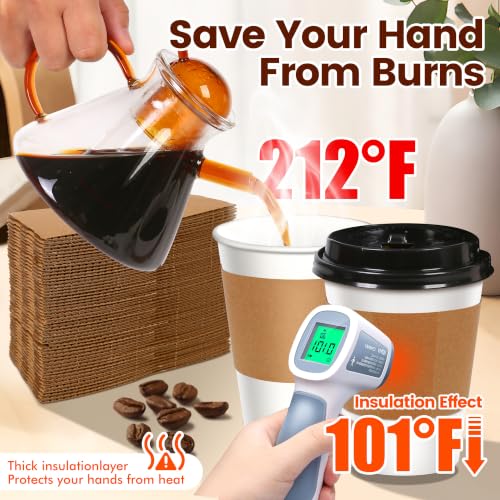 16 oz Disposable Paper Coffee Cups with Lids & Sleeves (100 Count)