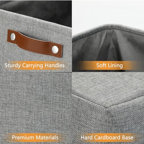 Large Storage Baskets for Blankets Living Room 51L Canvas Storage Baskets for Organizing 3 Pack Collapsible Baskets Bins for Organizing Home Office with Handles (3 Count)
