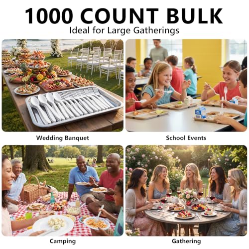 1000 Count White Plastic Spoons Heavy Duty
