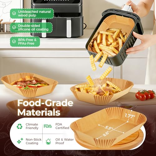 200PCS Air Fryer Paper Liners for Ninja Dual Airfryer & bella Slim (200 Count)