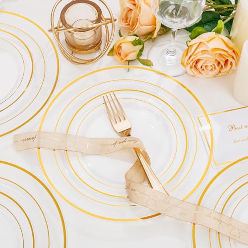 102 Pcs Clear Gold Plastic Plates (102 Count)