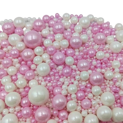 Edible White Pink Sugar Pearls Candy Sprinkles 120G (4.23 Ounce)