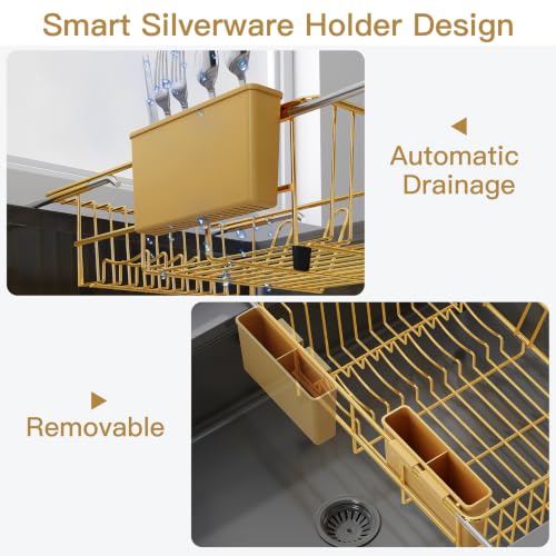 Gold Dish Drying Rack in Sink