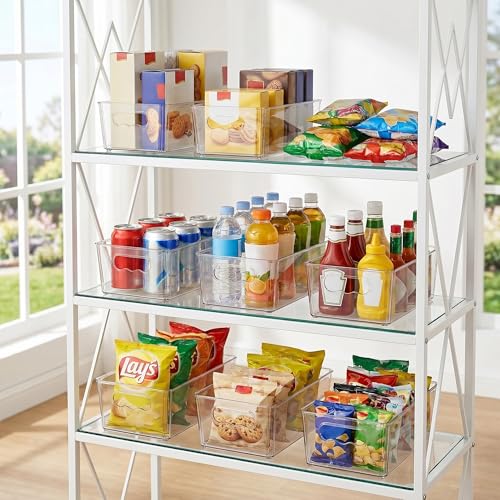 6pcs Clear Storage Bins with Handles (6 Count)