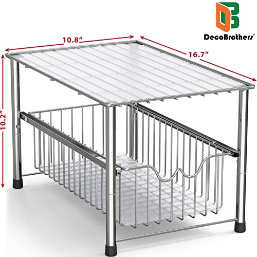 Stackable Under Sink Organizer with Sliding Basket