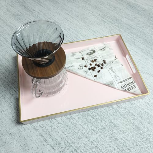 Pink Decorative Serving Tray with Handles