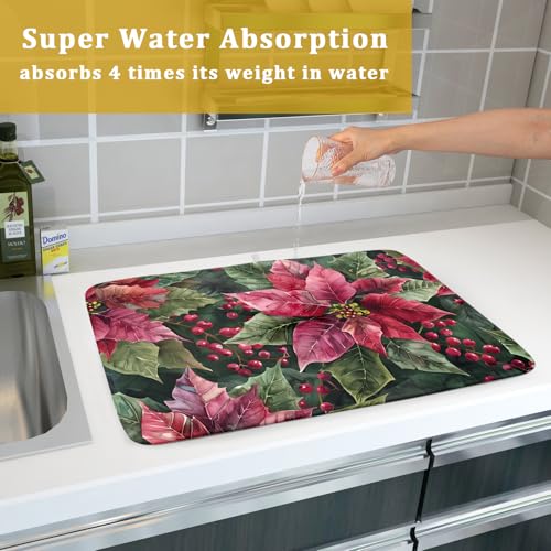 Winter Floral Dish Drying Mat