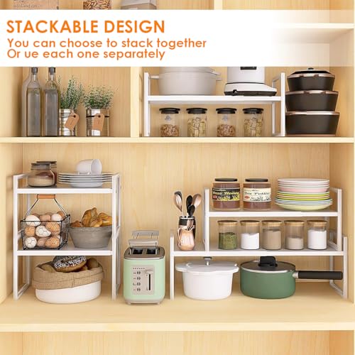 Expandable Cabinet Shelf Organizer Stackable Kitchen Counter Shelf