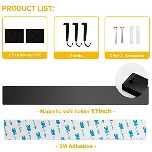 Black Magnetic Knife Strip for Refrigerator