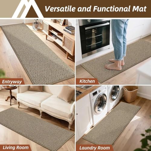 Dirt Trapper Door Mat 17"x60" Non Slip Washable Taupe (10.2 Sq Ft)