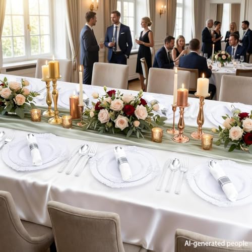 400PCS Silver Wrapped Silverware Set Disposable Hammered for Wedding (400 Count)
