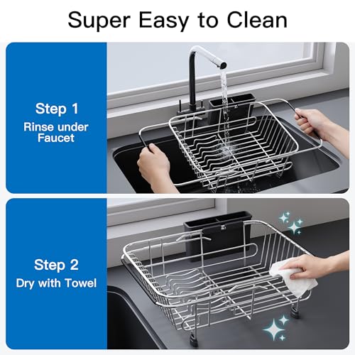 Sink Small Dish Drying Rack with Utensil Holder
