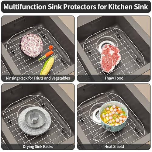 2Pack Stainless Steel Sink Protector Grid 13"x16" and 11.2"x14.5"