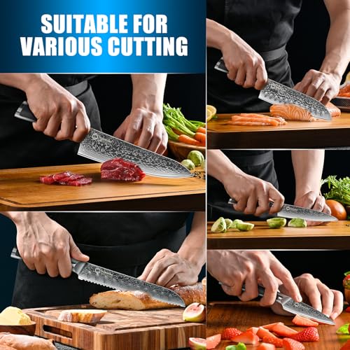 Damascus Kitchen Knife Set 5 Piece (5 Count)