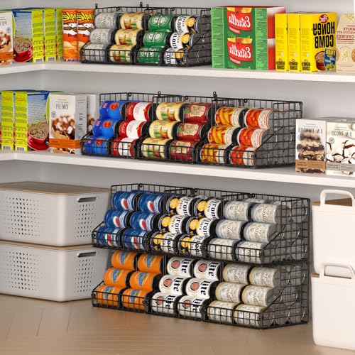6 Pack Stackable Can Organizer for Pantry with Adjustable Dividers (6 Count)