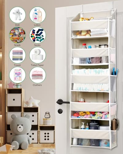 1 Pack Over Door Organizer with 5 Large Pockets 10 Mesh Side Pockets