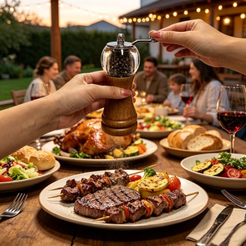 Salt and Pepper Grinder Set Wooden Manual Salt Pepper Mill Set 2pcs 6inch