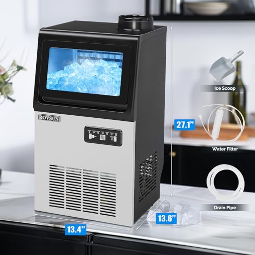 90LBS 24H Ice Maker Machine with 2 Water Inlets