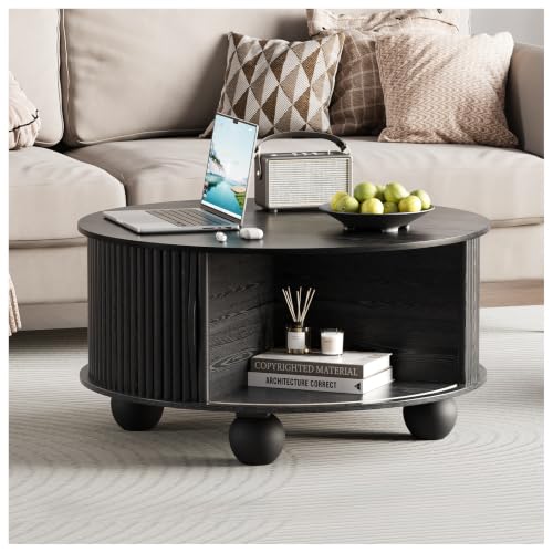 Round Coffee Table with Storage for Living Room