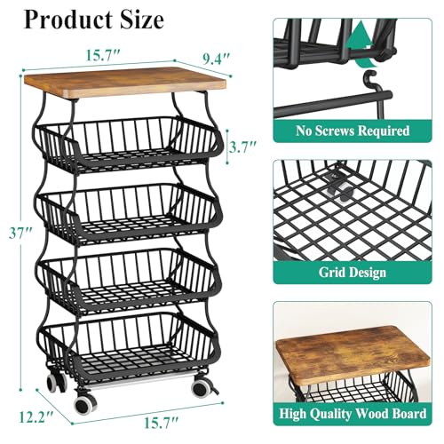 5 Tier Fruit and Vegetable Basket Stand for Kitchen