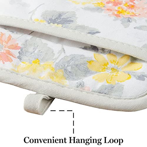 Amber Floral Oven Mitt & Pot Holder Set 2