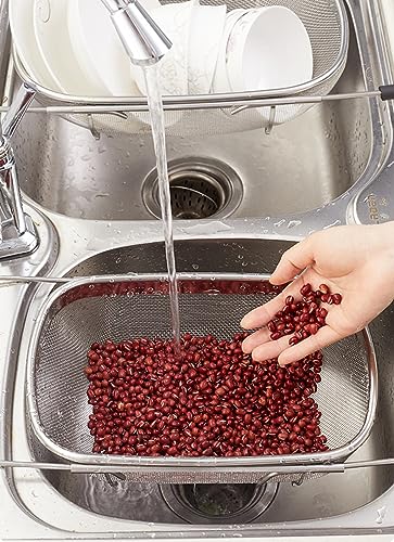 Fine Mesh Colander Over The Sink 6 Quart Stainless Steel Strainer Basket