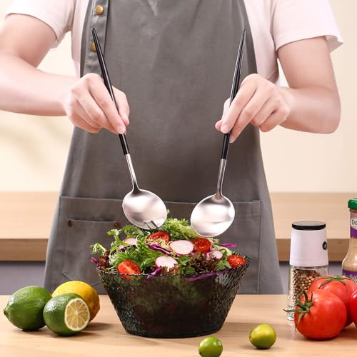 Silver Black Salad Serving Utensils (2 Count)