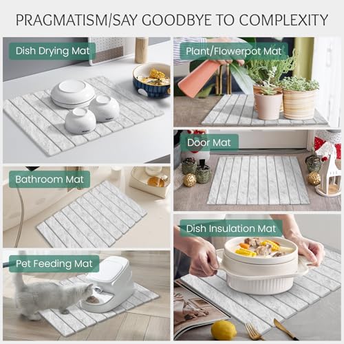 Stone Dish Drying Mat Collapsible Diatomaceous Earth Absorbent Mat Quick Dish Drying Pad Dish Rack Pad Match Any Counterto Multiple Usage for Kitchen