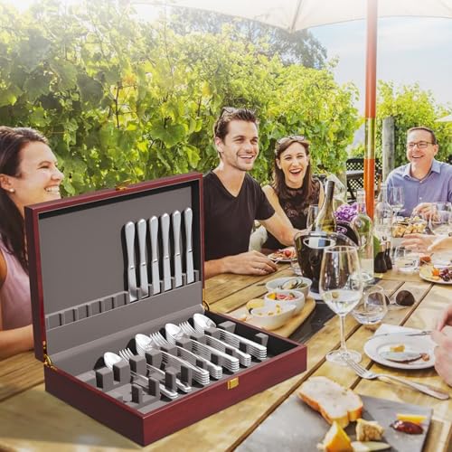 Mahogany Wood Silverware Storage Box