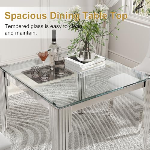 37'' Square Glass Dining Table Set for 4 (5 Count)