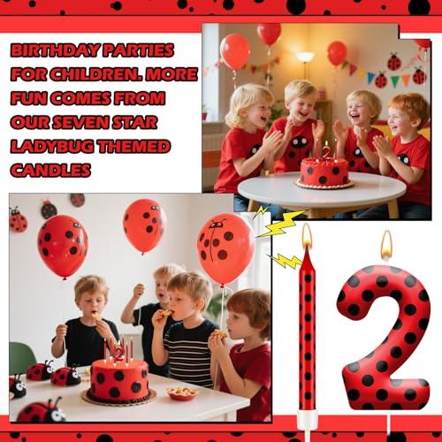 13PCS Ladybug Theme Birthday Candles Set (13 Count)